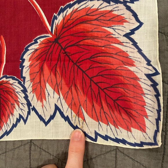 Brilliant Red, White, and Blue Leaf Handkerchief - Picture 6 of 7